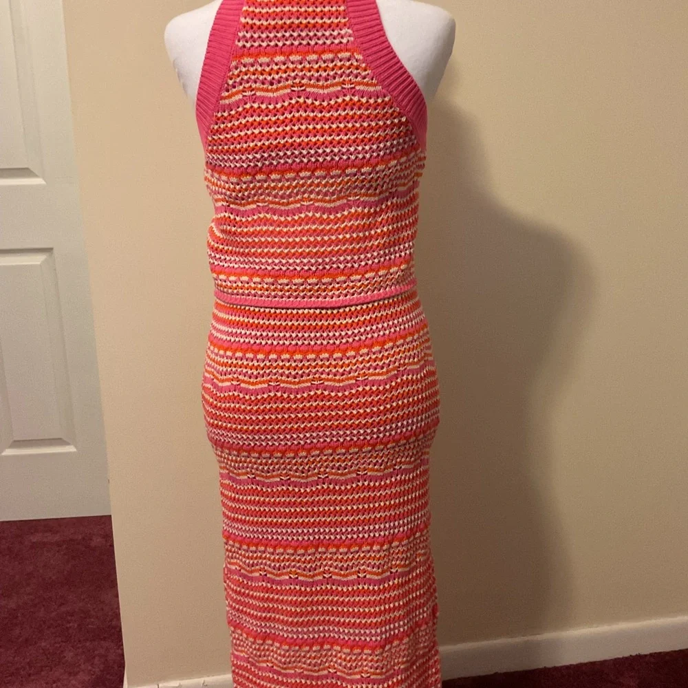 NWT Haute Hippie Knit Two Piece Dress in Pink and Orange - Picture 4 of 10